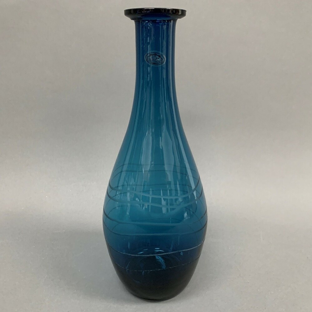 Home Essentials and Beyond Blue Glass Bottle Vase 11.5” Tall